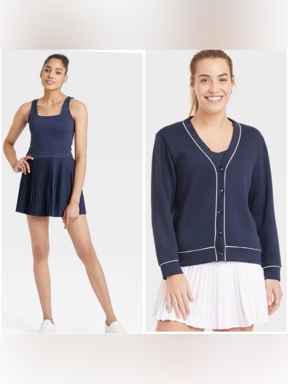 all in motion Navy Set Pleated Tank Dress & Navy Cardigan Sz-L